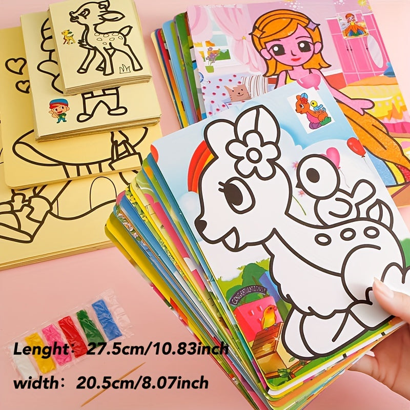 Kids Sand Art Craft Kit with Colored Sand & 10 Painting Cards