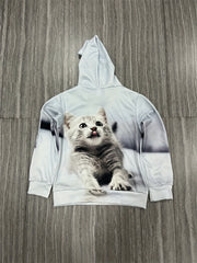 Girl's 3D Kitten Dinosaur Print Hoodie Casual Stretch Hooded Sweatshirt