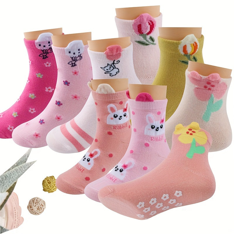3 Pairs Anti skid Socks For Girls Cartoon Rabbit Socks For Baby