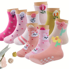 3 Pairs Anti skid Socks For Girls Cartoon Rabbit Socks For Baby