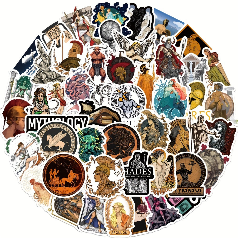 50pcs Greek Mythology Doodle Stickers Waterproof Laptop Phone Case Luggage