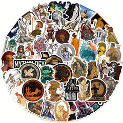 50pcs Greek Mythology Doodle Stickers Waterproof Laptop Phone Case Luggage