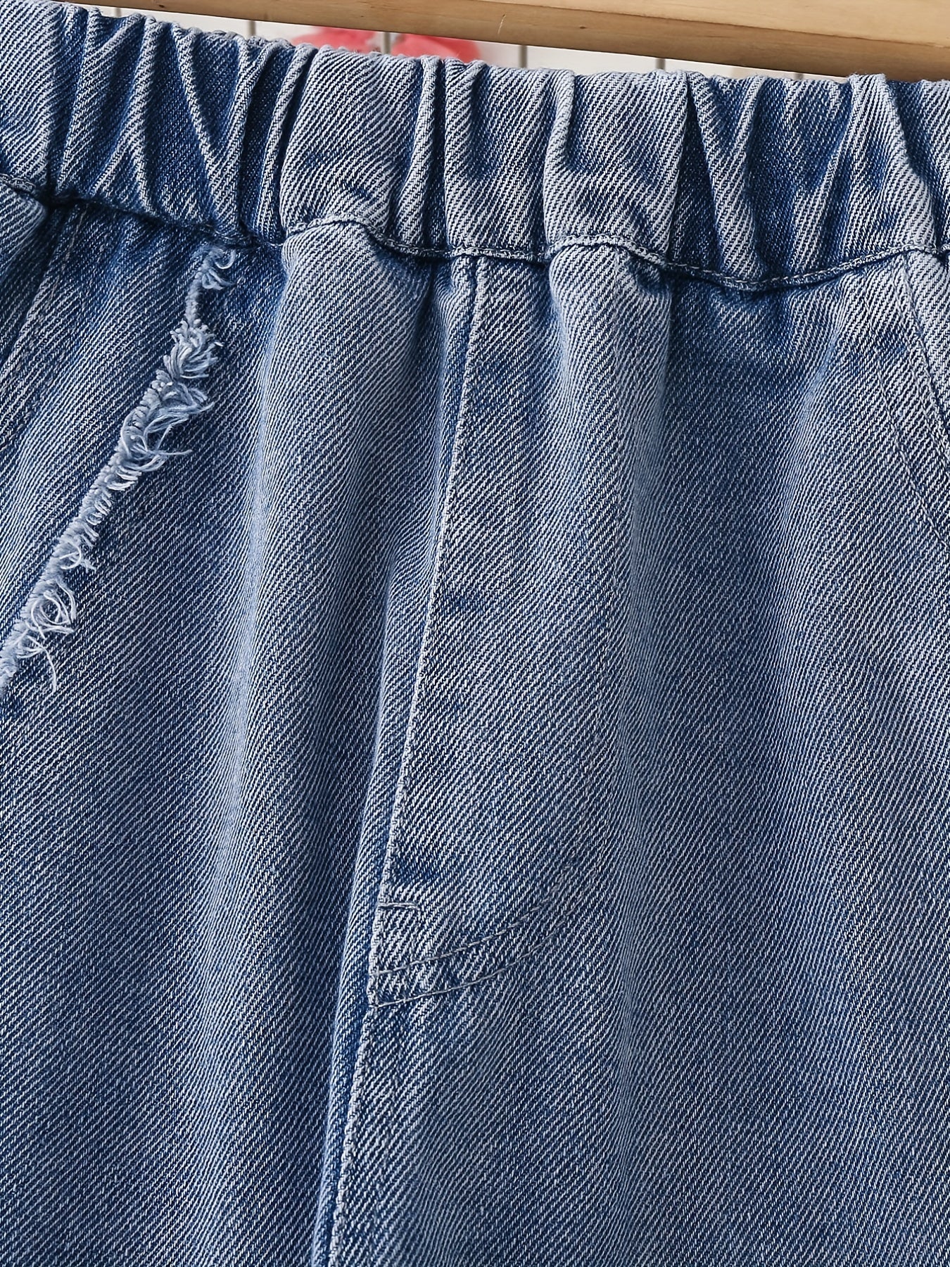 Girls' Wide Leg Jeans Line Stitching Denim Trousers