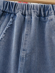 Girls' Wide Leg Jeans Line Stitching Denim Trousers