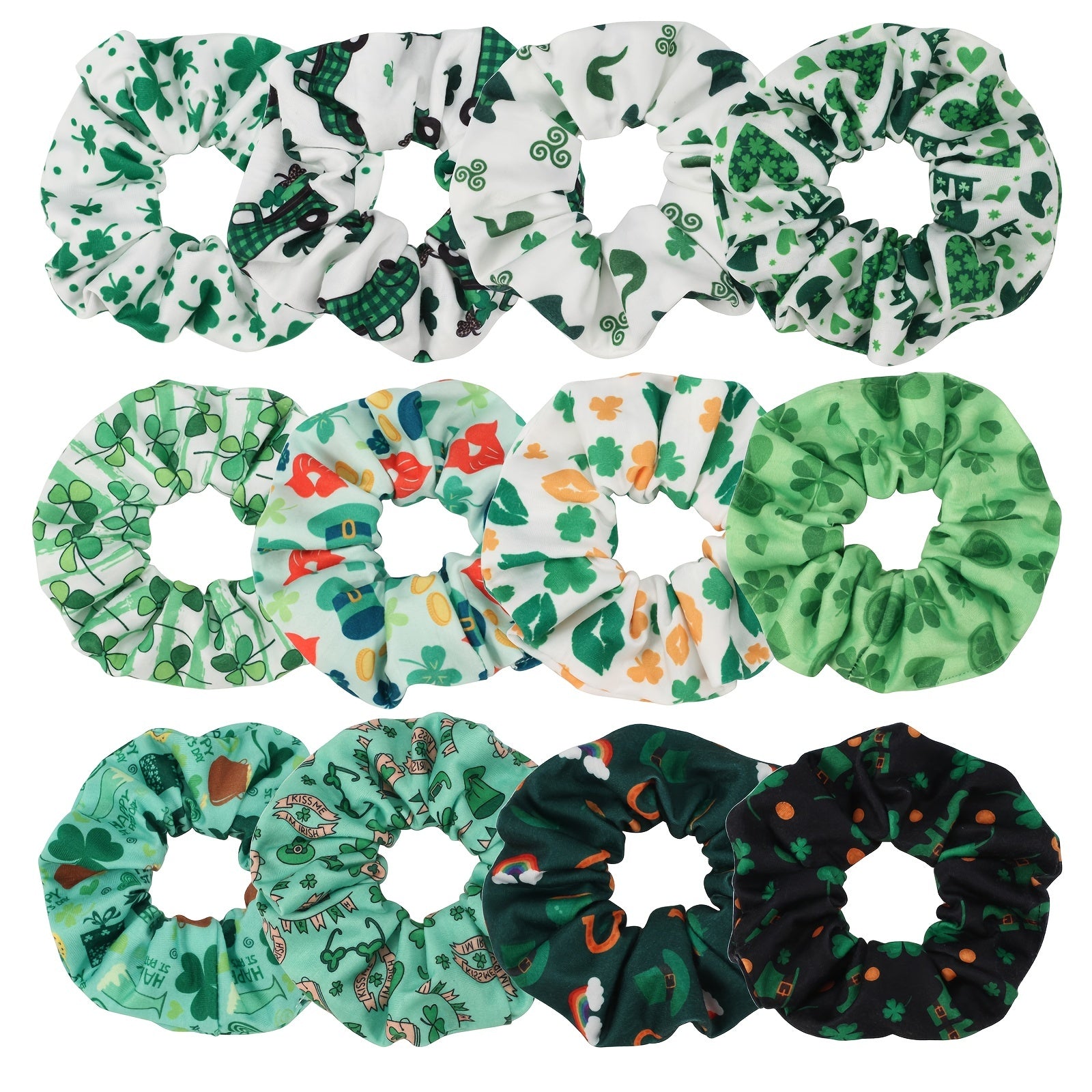 St. Patrick's Shamrock Hair Scrunchies Set