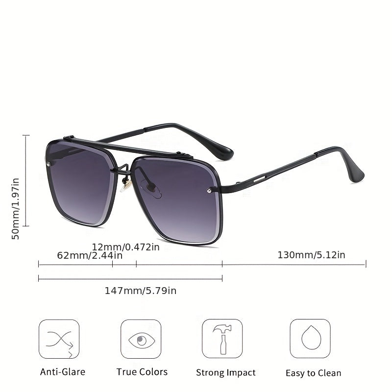 Classic Gradient Lens Men's Square Frame Sunglasses UV Protection
