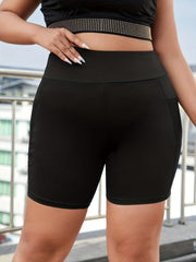 Solid High Rise Skinny Biker Shorts With Pockets