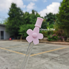 Silicone Love Flower Straw Cap, Reusable Dustproof Cover for Straw
