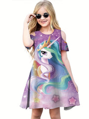 Unicorn Princess Cold Shoulder Dress for Party