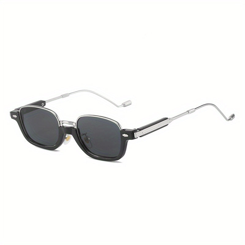 Men's Half Frame Vintage Brown Sunglasses Hip hop Anti Light Glasses