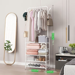 Entrance Coat Rack Foyer Shoe Rack with Storage Shelves