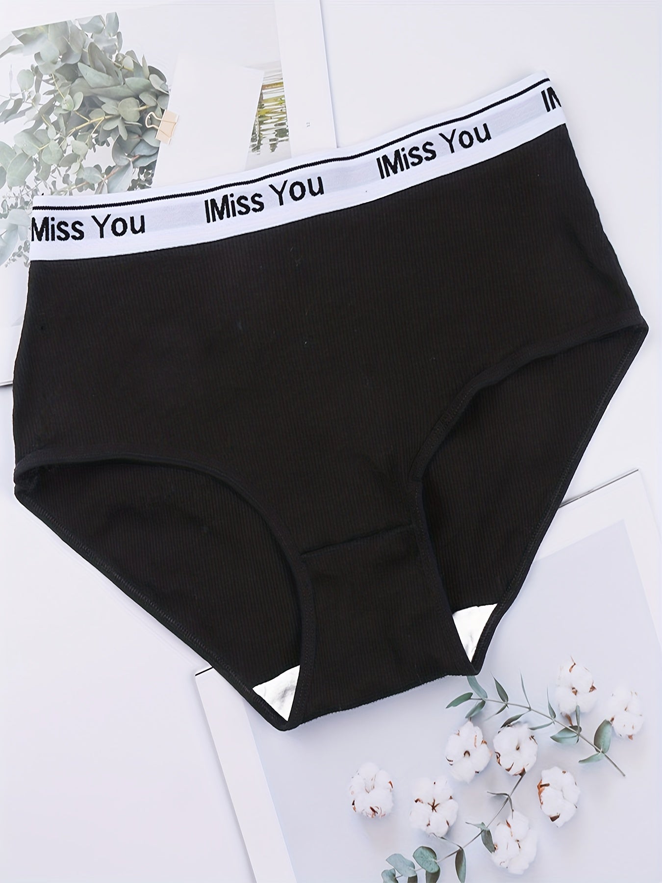 6pcs Letter Tape Briefs Comfy & Stretchy Intimates Panties Women's Lingerie