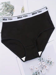 6pcs Letter Tape Briefs Comfy & Stretchy Intimates Panties Women's Lingerie