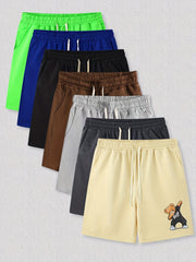 Hip Hop Bear Pattern Comfy Shorts Men's Casual Elastic Waist Drawstring Shorts