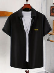 Men's Lapel Solid 4998 Graphic Button Down Shirts Top Blouse