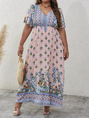 Boho Dress Women's Plus Colorblock Floral Print Maxi