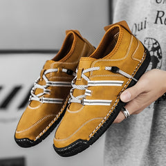 Men Leather Stitch Loafer Shoes Slip On Lightweight Dress Shoes