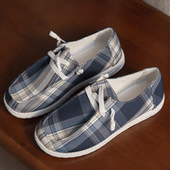 Women's Dark Pattern Canvas Casual Lace Up Sneakers Lightweight Low Top Shoes