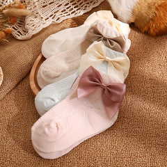 4Pairs Baby Girls Kids Mesh Breathable Soft Socks Bowknot Sweet Children's Socks