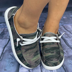 Tie Dye Green Walking Shoes Lightweight Slip On Flat Shoes
