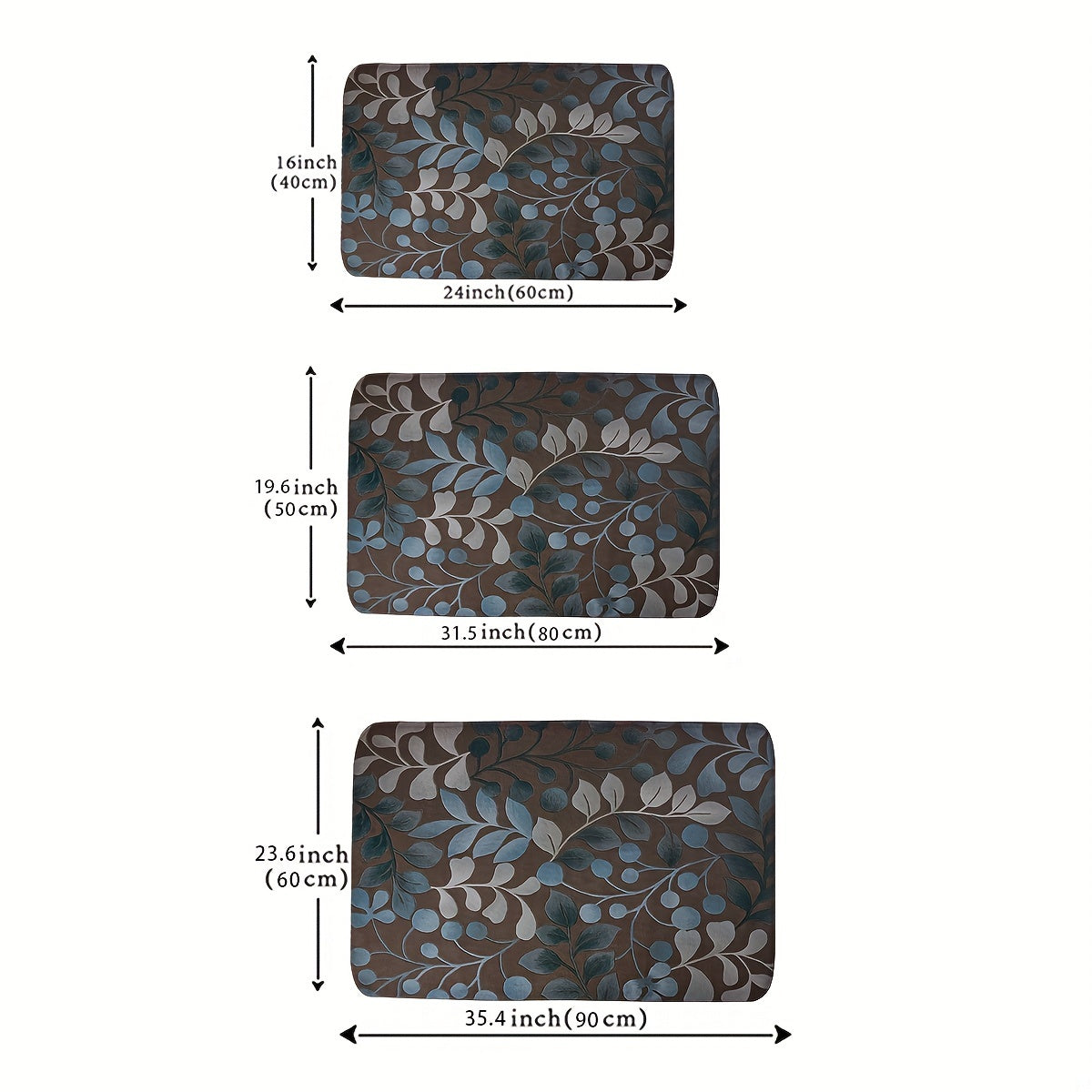 Waterproof Non Slip Kitchen Rug Floral Set