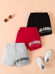 3pcs Baby Boys Casual LA Graphic Elastic Waist Shorts Set