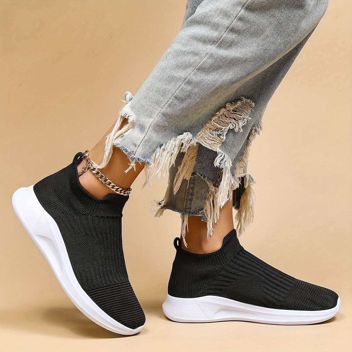 Women's Breathable Knit Sneakers Lightweight Slip On Shoes