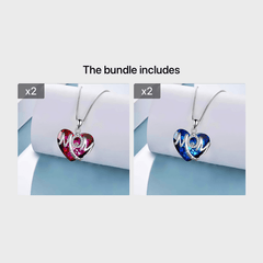 Girls Letter MOM Rhinestones Crystal Heart Pendant Necklace