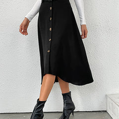Women's Button Front Belted Skirt