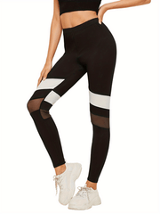 Contrast Mesh Insert Leggings Sporty Skinny Leggings
