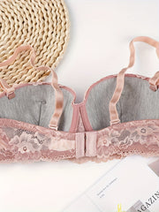 Contrast Lace Push Up Bra Comfy & Breathable Women's Lingerie