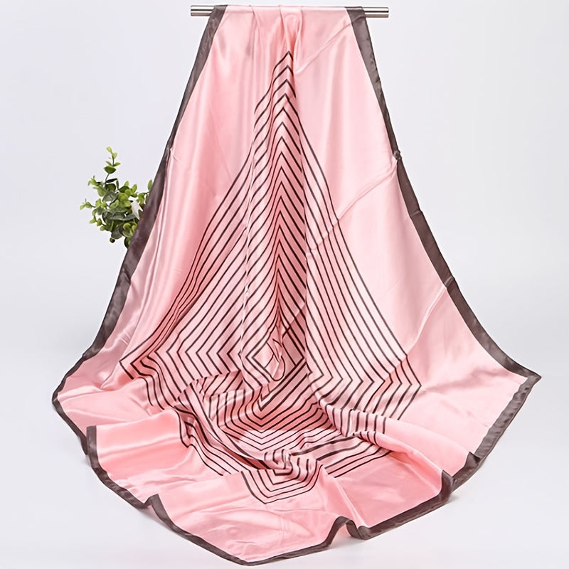 Vintage Square Scarf Silk Scarf Stripe Printing