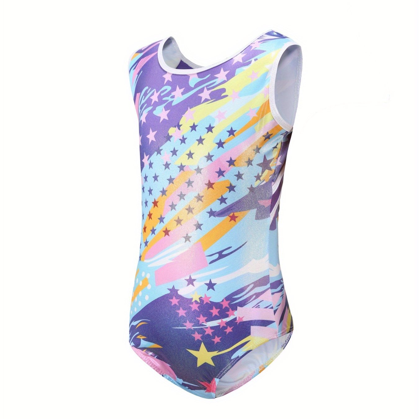 Star Graphic Graffiti Print Sleeveless Suit for Girls Gymnastics