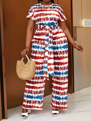 Women's Plus Tie Dye Tee & Printed Pants Set