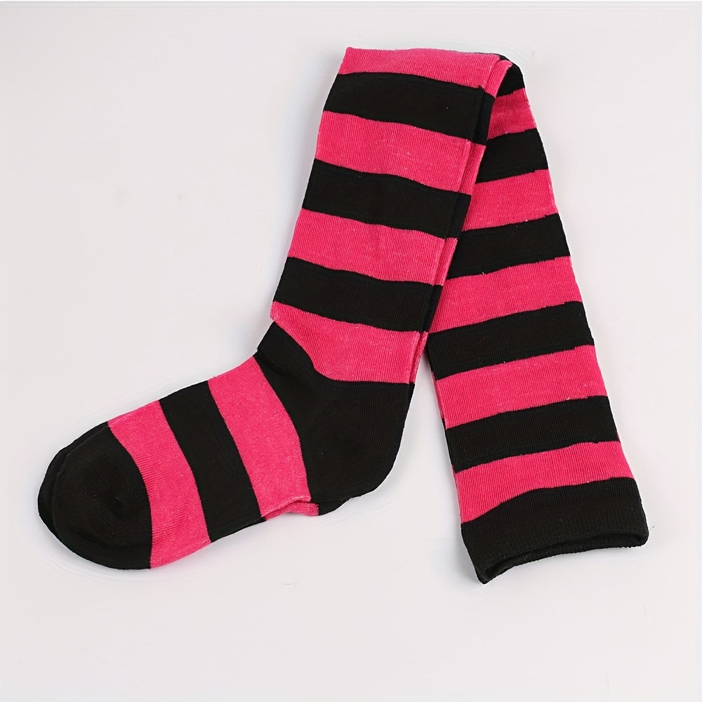 5 Pairs Striped Thigh High Socks Over The Knee Stocking
