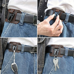 Thick Leather Belt Keychain with Eagle Mouth Hook for Men