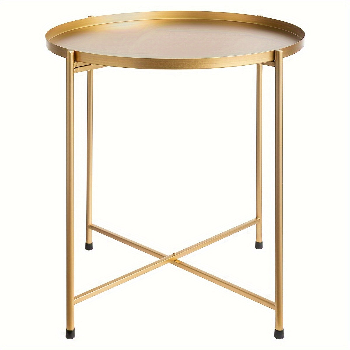 Gold Metal Round Side Table for Living Room Bedroom Balcony Patio