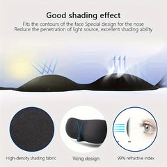 Soft Blackout Sleep Eye Mask 3D Contoured Blindfold with Adjustable Strap
