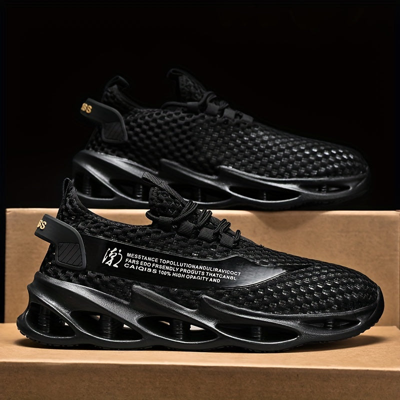 Men's Breathable Lace Up Knitted Blade Sneakers -Casual Outdoor Walking Shoes