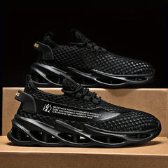 Men's Breathable Lace Up Knitted Blade Sneakers -Casual Outdoor Walking Shoes