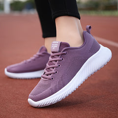 Women's Lace Up Mesh Sneakers Breathable Soft Sole Running Shoes