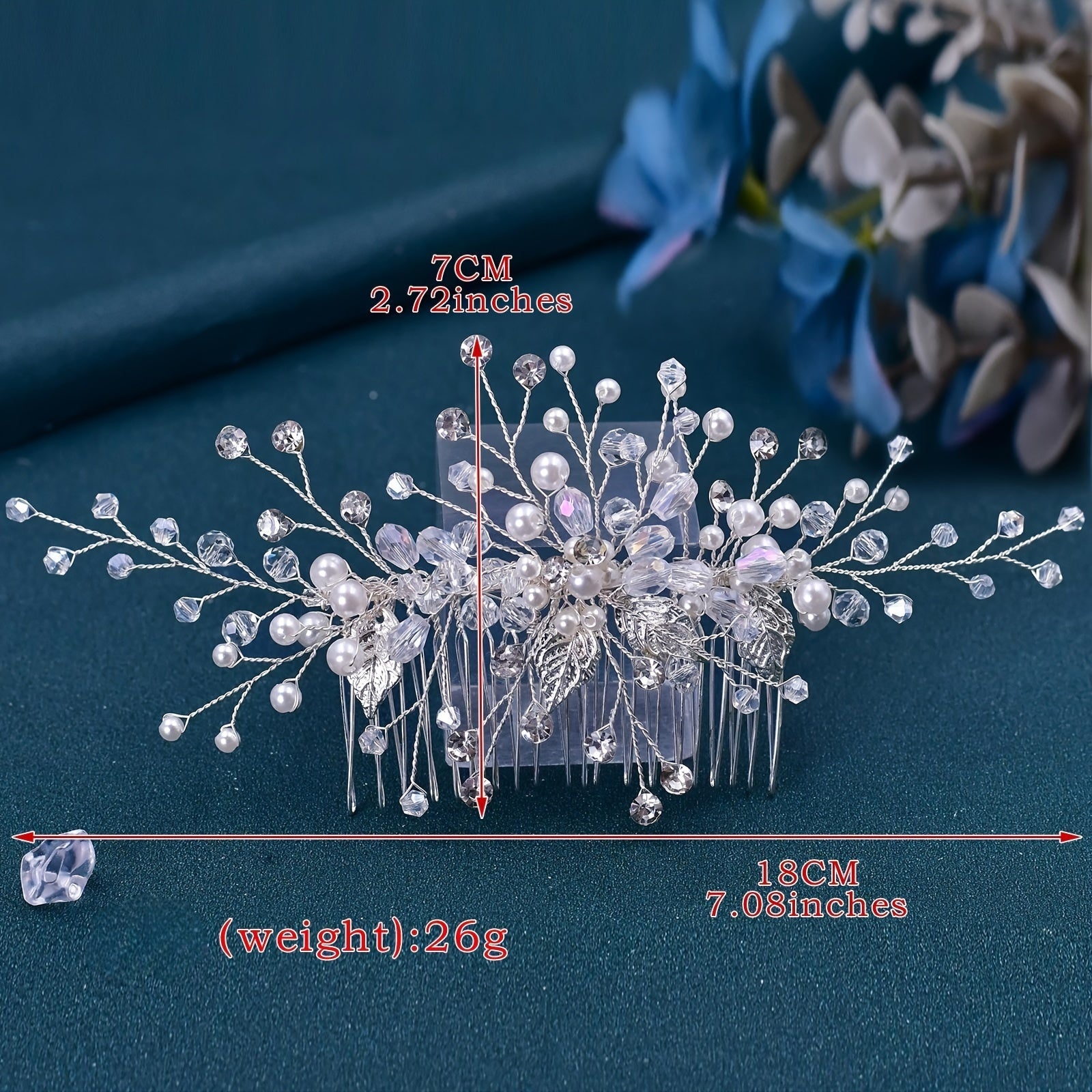 Silvery Rhinestone Bridal Hair Comb for Weddings