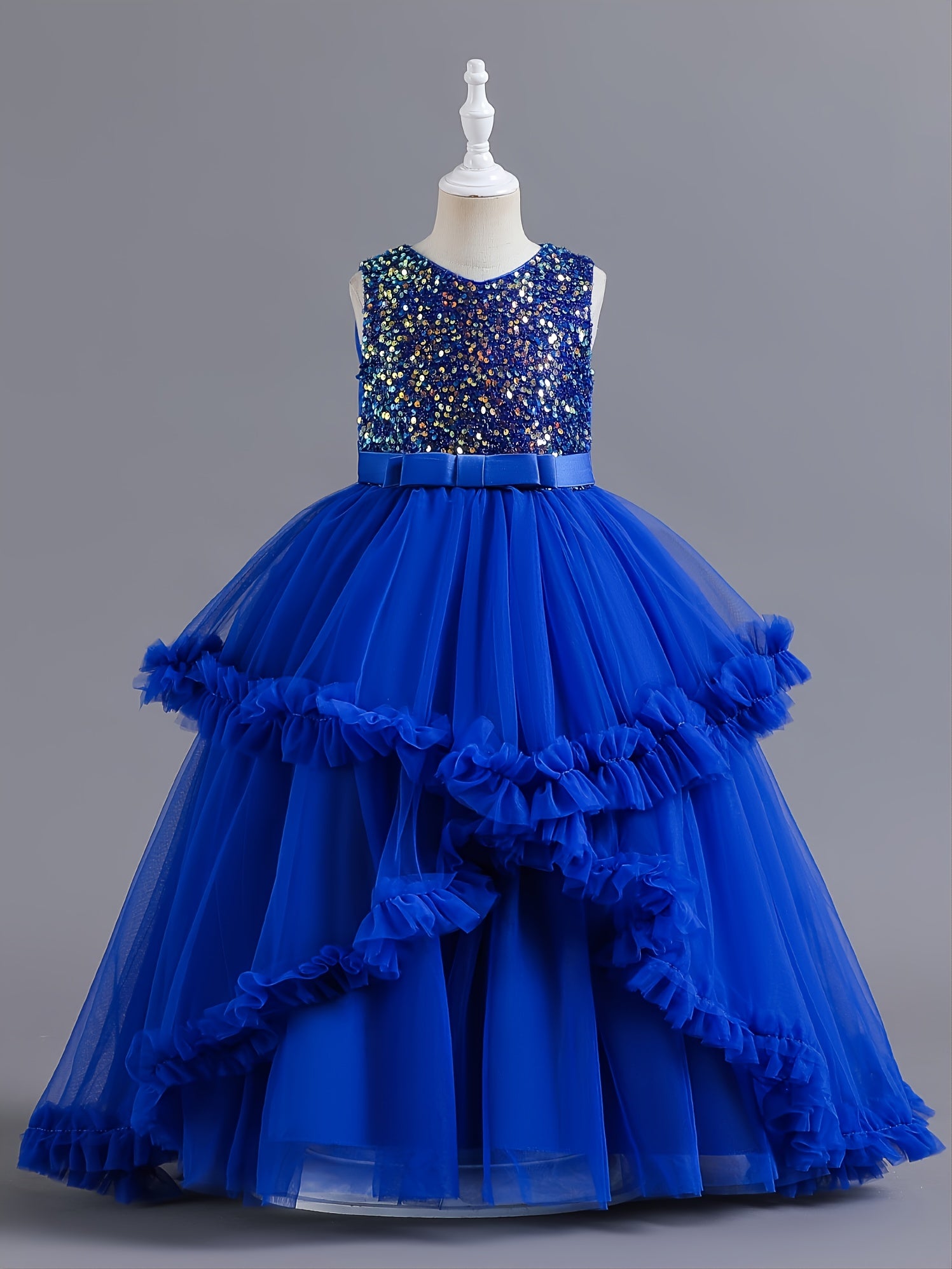 Girls Sleeveless Sequins Princess Dress for Christmas Birthday Party