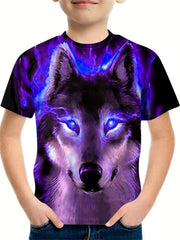 Boys' Wolf Graphic T-Shirt 3D Print Active & Summer Ready