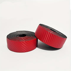 Bike Handlebar Tape Set Red Carbon Pattern Anti Slip Sweat Absorption Breathable