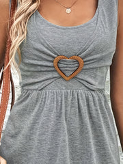 Casual Tank Top Women's Plus Solid Heart Decor