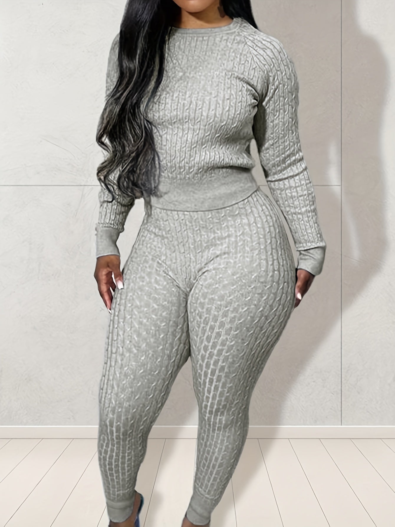 Casual Sweater Outfits 2 Piece Set Women's Plus