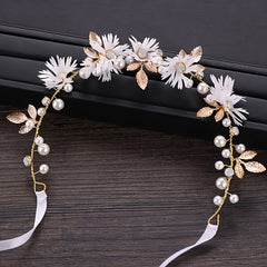 Bridal Hair Vines Crystal Pearls Wedding Headpiece