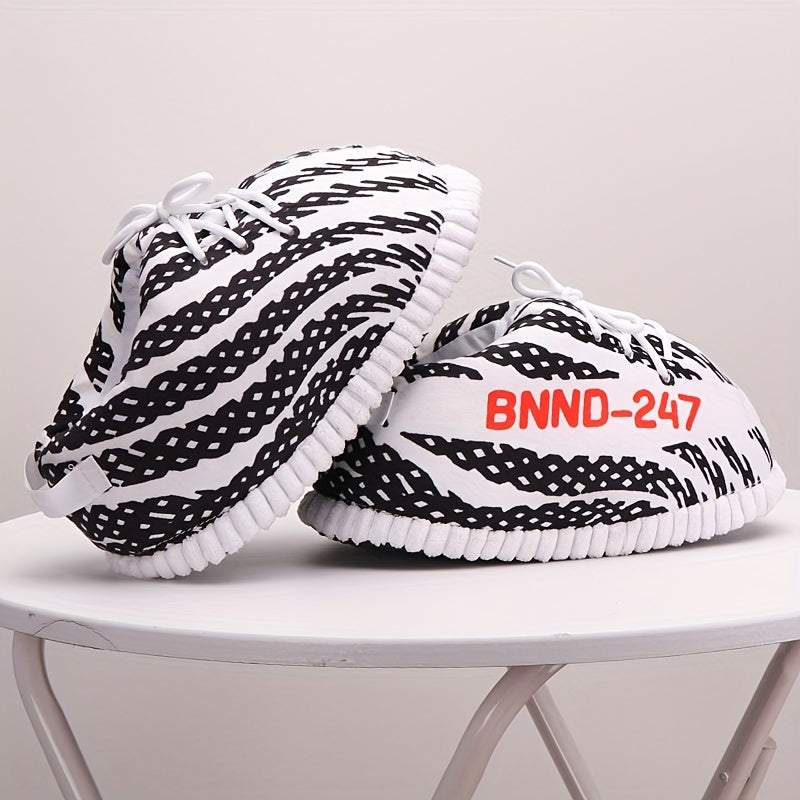 Men's Striped Cozy Slides Soft Slip On Slippers Comfortable House Shoes