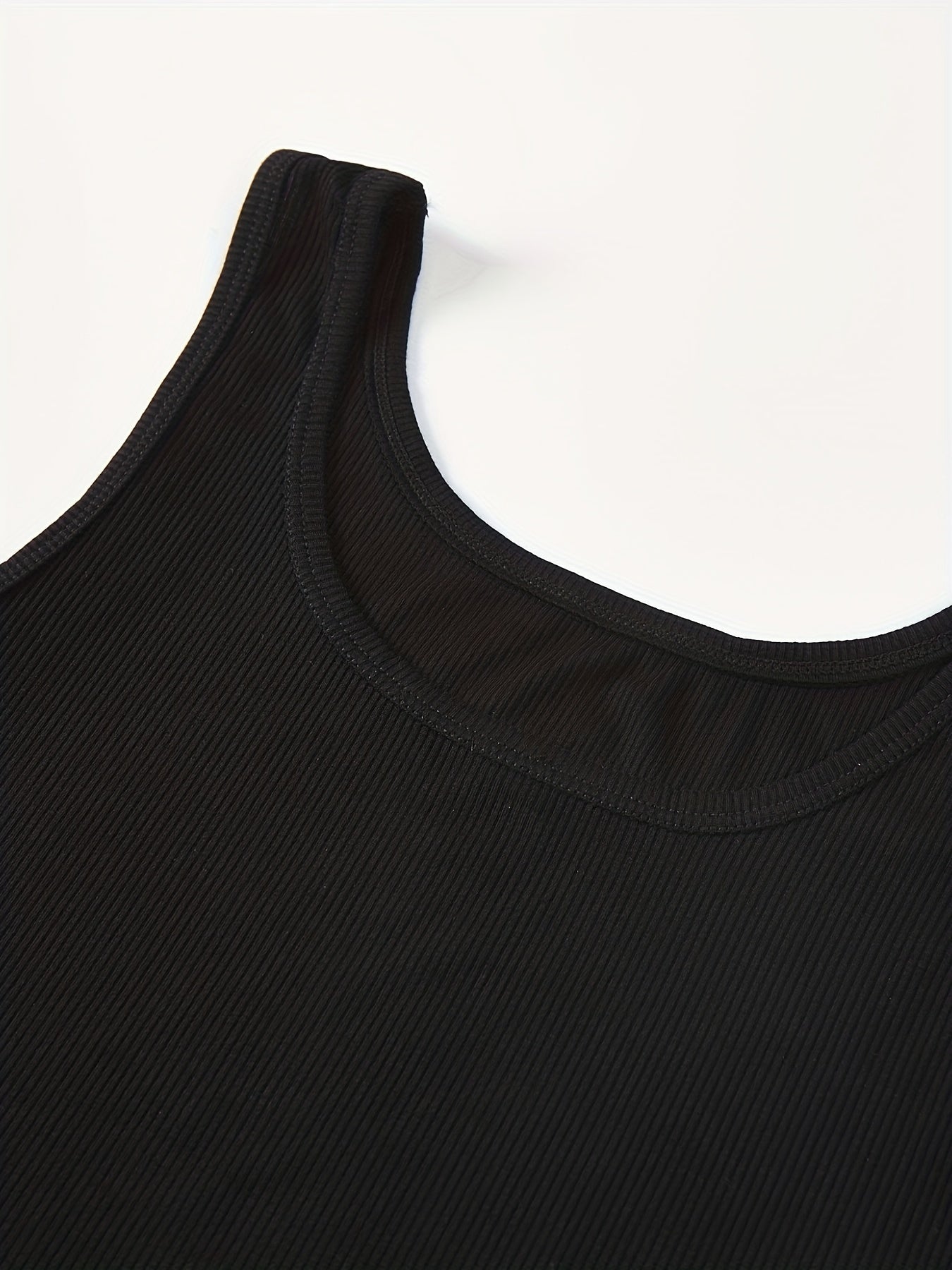 5pcs Solid Ribbed Tank Tops Sleeveless Crew Neck Women's Lingerie